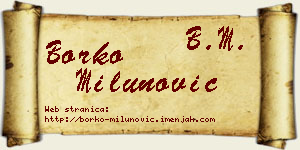 Borko Milunović vizit kartica